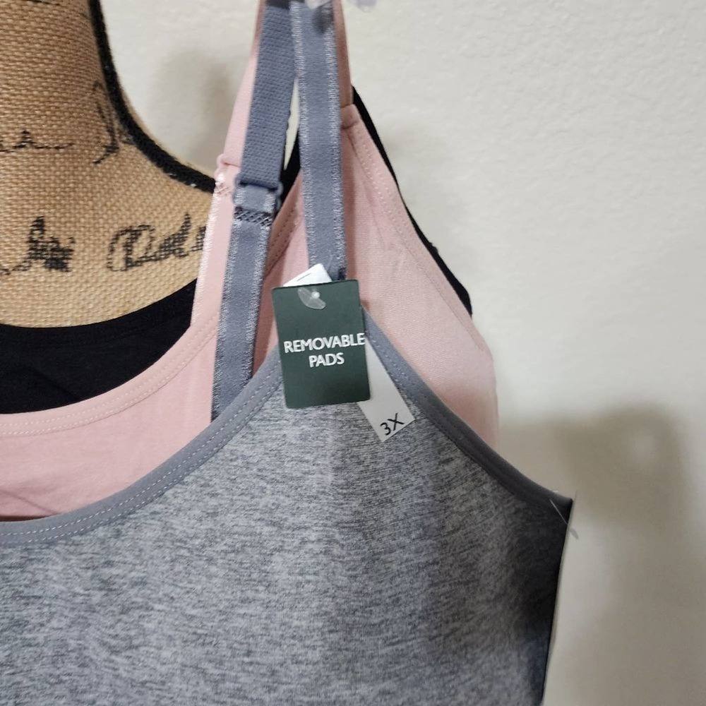 Laura Ashley 3pk longline sports active lounge wear bras plus size 2X 3X new - Picture 2 of 9